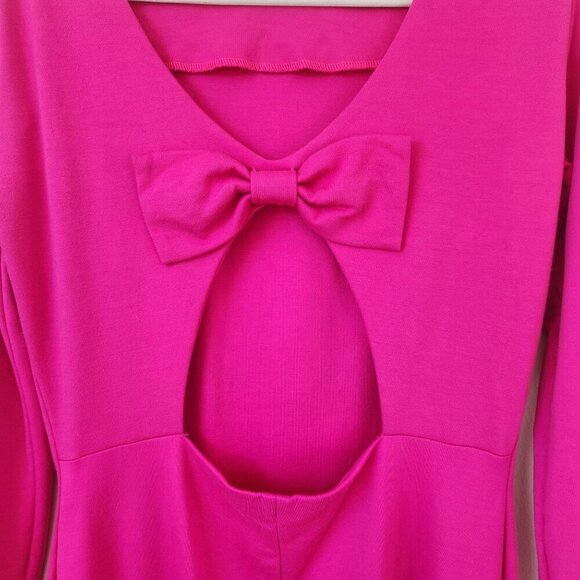 AMANDA UPRICHARD Hot Pink Cutout Back Bow Dress Large - Picture 6 of 7